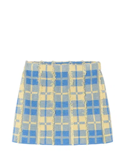 Guest In Residence Fringe-trim Plaid Mini Skirt In Multi