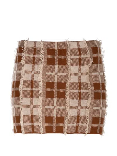 Guest In Residence Fringe-trim Plaid Skirt In Brown
