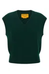 Guest In Residence Medium-weight Ribbed Cashmere Vest With V-neck Design In Green