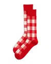 Guest In Residence Gingham Crew Socks In Cream Red