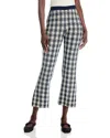 Guest In Residence Navy Gingham Flare Lounge Pants In Midnight Cream