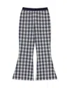 Guest In Residence Navy Gingham Flare Lounge Pants In Blue