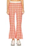 Guest In Residence Gingham Flare Pant In Cherry Combo