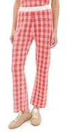 Guest In Residence Gingham Flare Pant In Cherry Combo