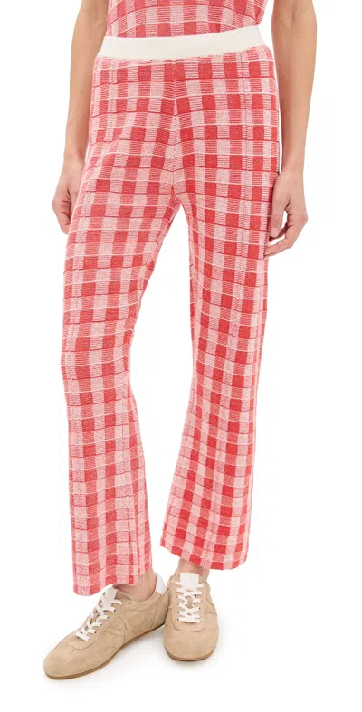 GUEST IN RESIDENCE GINGHAM FLARE PANTS CHERRY COMBO