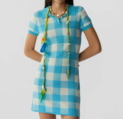 Guest In Residence Gingham Polo Dress In Swimming Pool In Blue