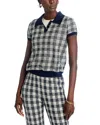 Guest In Residence Gingham Polo Shirt In Midnight Cream