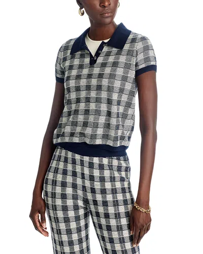 Guest In Residence Gingham Polo Shirt In Midnight Cream