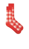 Guest In Residence Gingham Crew Socks In Cherry & Cream