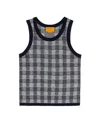 Guest In Residence Gingham Tank Top In Midnight Combo In Blue