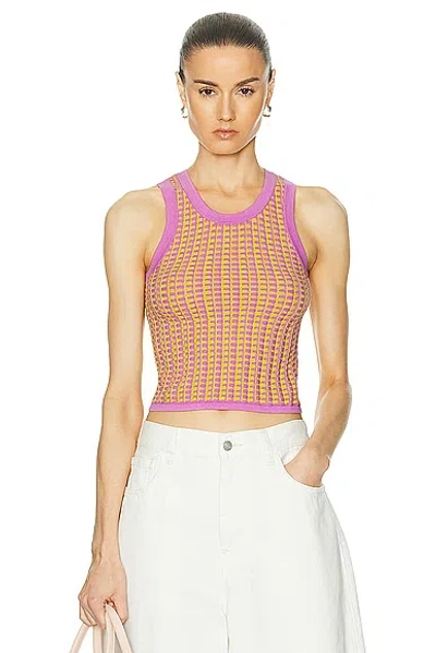Guest In Residence Gingham Tank Top In Fuchsia & Citrine