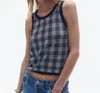 Guest In Residence Gingham Tank Top In Midnight Combo