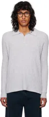 Guest In Residence Gray Theo Waffle Polo In Stone