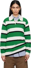 Guest In Residence Striped Cashmere Rugby Polo In Raincrest Rainforest
