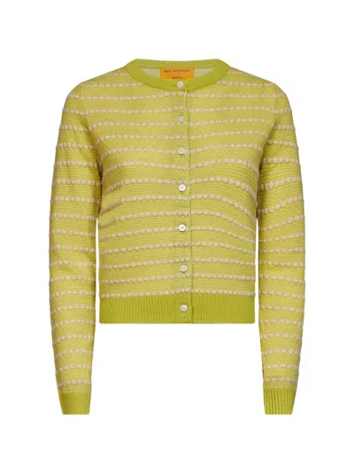 Guest In Residence Green Cashmere Knit Pebble Stripe Jane Cardigan