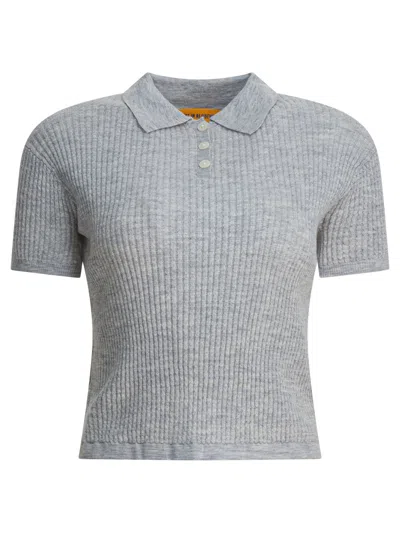Guest In Residence Grey Cashmere Polo Shirt In Gray