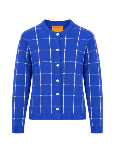 Guest In Residence Grid-pattern Cardigan In Blue