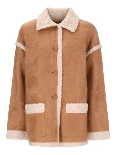 Guest In Residence Grizzly Shearling-trim Cashmere Jacket In Animal Print
