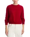 Guest In Residence Rich Red Cashmere Crew Sweater With Ribbed Detailing In Red