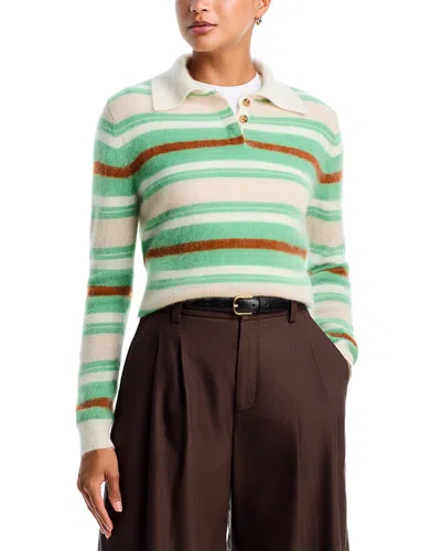 Guest In Residence Grizzly Cashmere Cropped Rugby Polo In Green