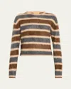 Guest In Residence Striped Brushed-cashmere Sweater In Chestnut Combo