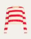 Guest In Residence Grizzly Cashmere Striped Sweater In True Red Combo