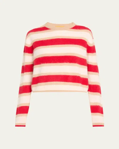 GUEST IN RESIDENCE GRIZZLY CASHMERE STRIPED CREWNECK PULLOVER