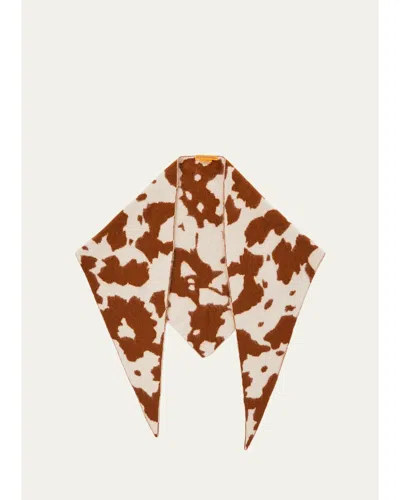 Guest In Residence Grizzly Cowhide Wild Rag Cashmere Scarf In Cream/burnt Orange