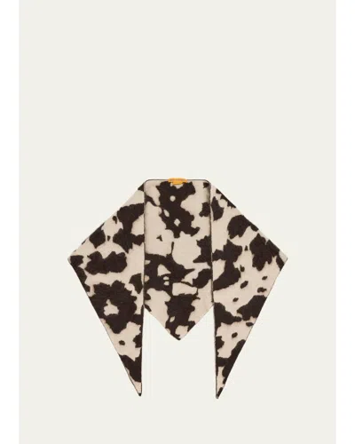 Guest In Residence Grizzly Cowhide Wild Rag Cashmere Scarf In Oatmeal/brown