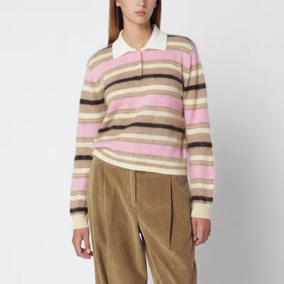 Guest In Residence Grizzly Cropped Mini Rugby Polo Shirt In Pink