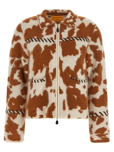 Guest In Residence Grizzly Cow-pattern Cashmere Jacket In Black