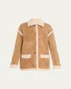 Guest In Residence Grizzly Shearling-trim Cashmere Jacket In Animal Print
