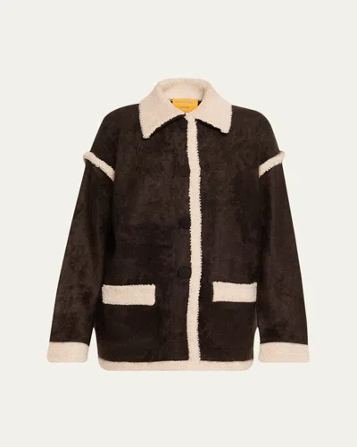 GUEST IN RESIDENCE GRIZZLY SHEARLING-TRIM CASHMERE JACKET