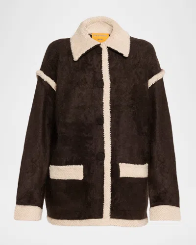 GUEST IN RESIDENCE GRIZZLY SHEARLING-TRIM CASHMERE JACKET