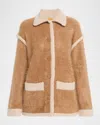 Guest In Residence Grizzly Shearling-trim Cashmere Jacket In Brown