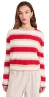 Guest In Residence Grizzly Stripe Crew In Cashmere True Red Combo In True Red Combo
