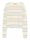 Guest In Residence Womens Grizzly Striped Brushed Cashmere Jumper Seaglass Combo In Neutral