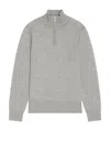 Guest In Residence Half Zip Turtleneck Sweater In Heather Grey