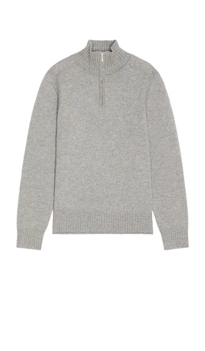 Guest In Residence Half Zip Turtleneck Sweater In Heather Grey