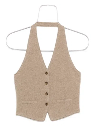 Guest In Residence Halterneck Waistcoat In Animal Print
