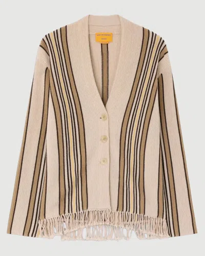 Guest In Residence Handloom Fringed Striped Wool And Cashmere-blend Cardigan In Multi