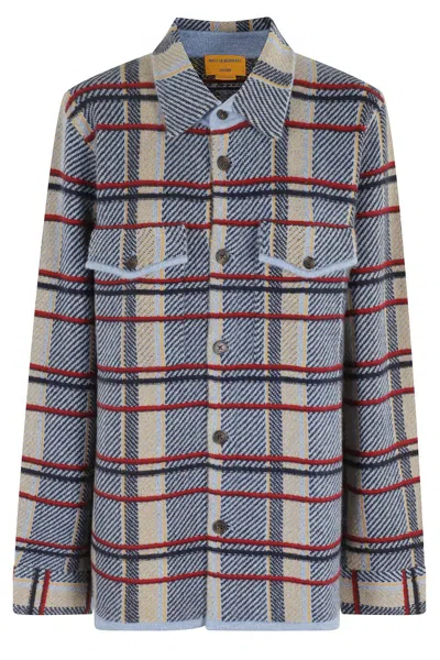 GUEST IN RESIDENCE HEATHER BLUE PLAID CASHMERE WORK SHIRT JACKET
