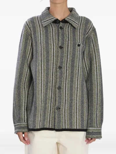 Guest In Residence Herringbone Striped Work Shirt In Multi