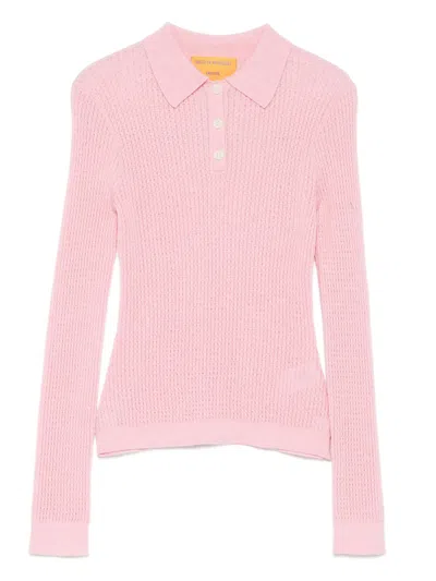 Guest In Residence Ls Shrunken Polo In Pink