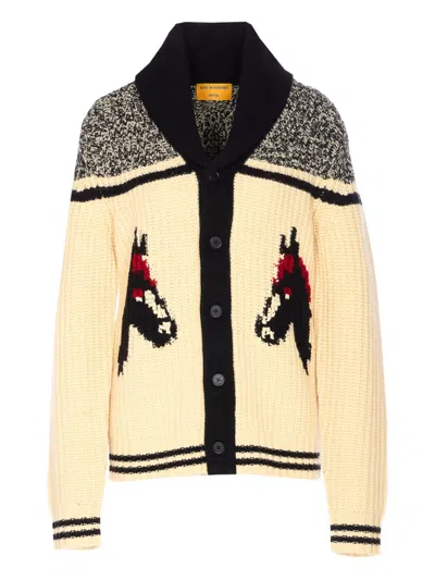 GUEST IN RESIDENCE HORSE-INTARSIA BUTTONED CARDIGAN
