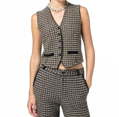 Guest In Residence Houndstooth Tailored Cashmere Vest In Dune In Multi