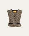 Guest In Residence Houndstooth Tailored Vest In Brown