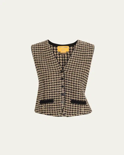 Guest In Residence Houndstooth Tailored Vest In Brown