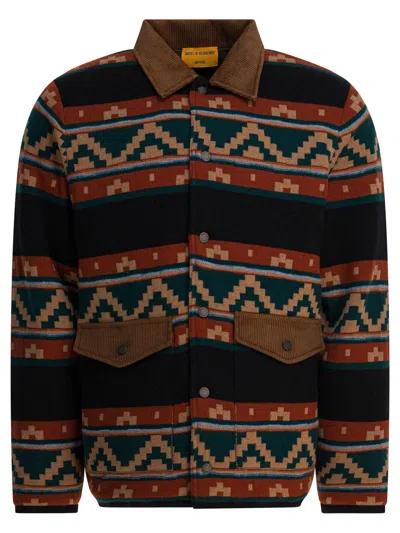 Guest In Residence Patterned Corduroy-collar Jacket In Black