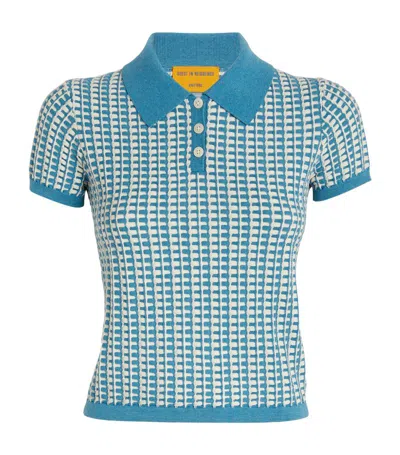 Guest In Residence Jacquard Cropped Polo Shirt In Multi